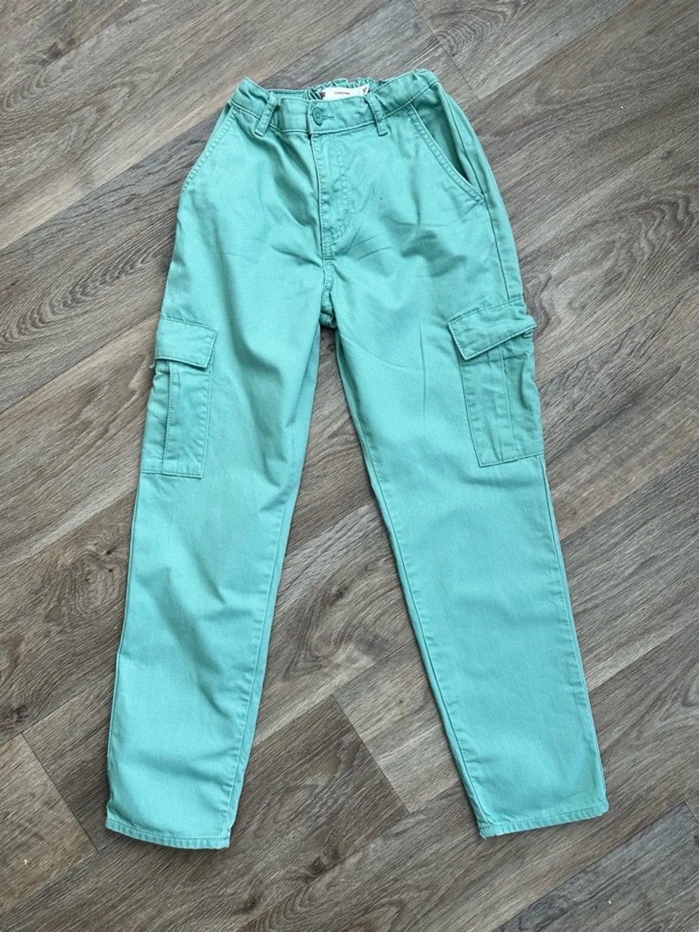 Levi’s Mint Green Cargo Pants Trendy Cotton Everyday Playwear Unisex Size 12R - Picture 2 of 13
